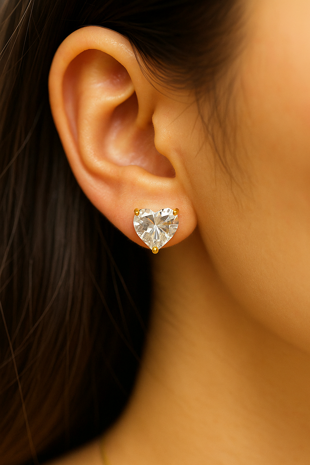 Heart locket with heart ears ring